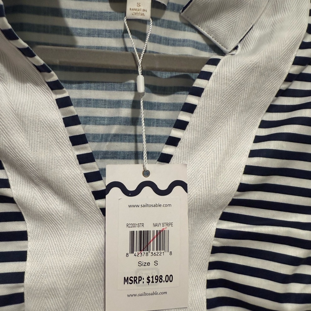 Sail to Sable Navy and White Striped Dress - Picture 2 of 3